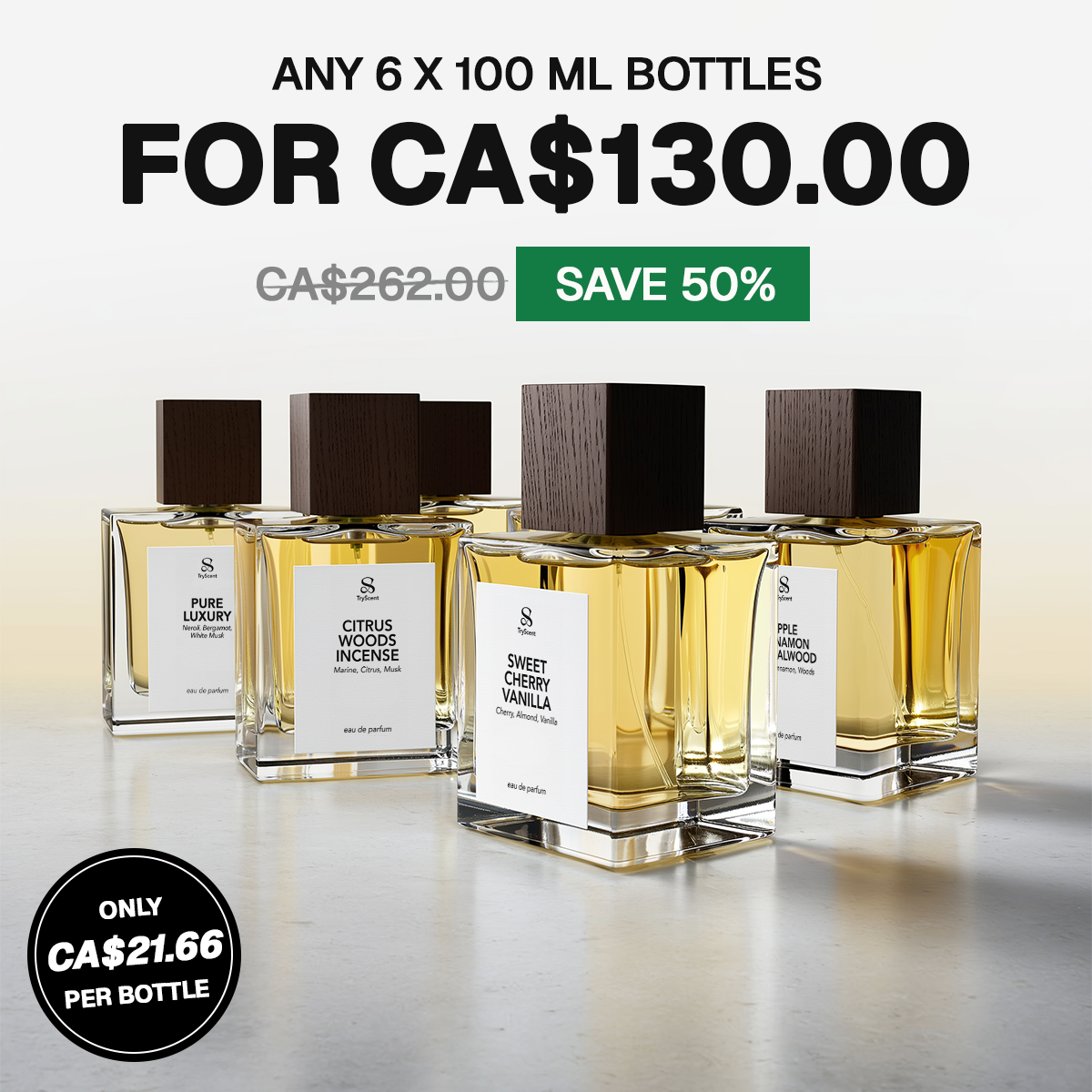 6X 100ml Parfymeflasker