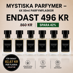 Mystiske parfumer – 6 stk. 50 ml parfumeflasker